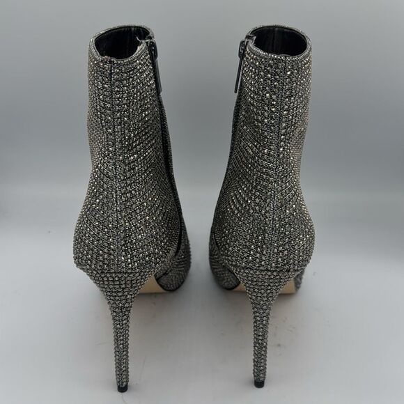 New Michael Michael Kors Rue Stiletto Booties Size 11 Silver Rhinestone - Picture 7 of 13